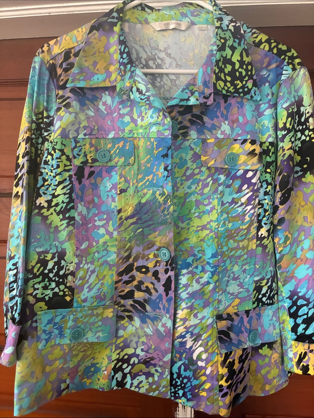 Erin London Y2K Abstract Animal Print Utility Jacket Size L